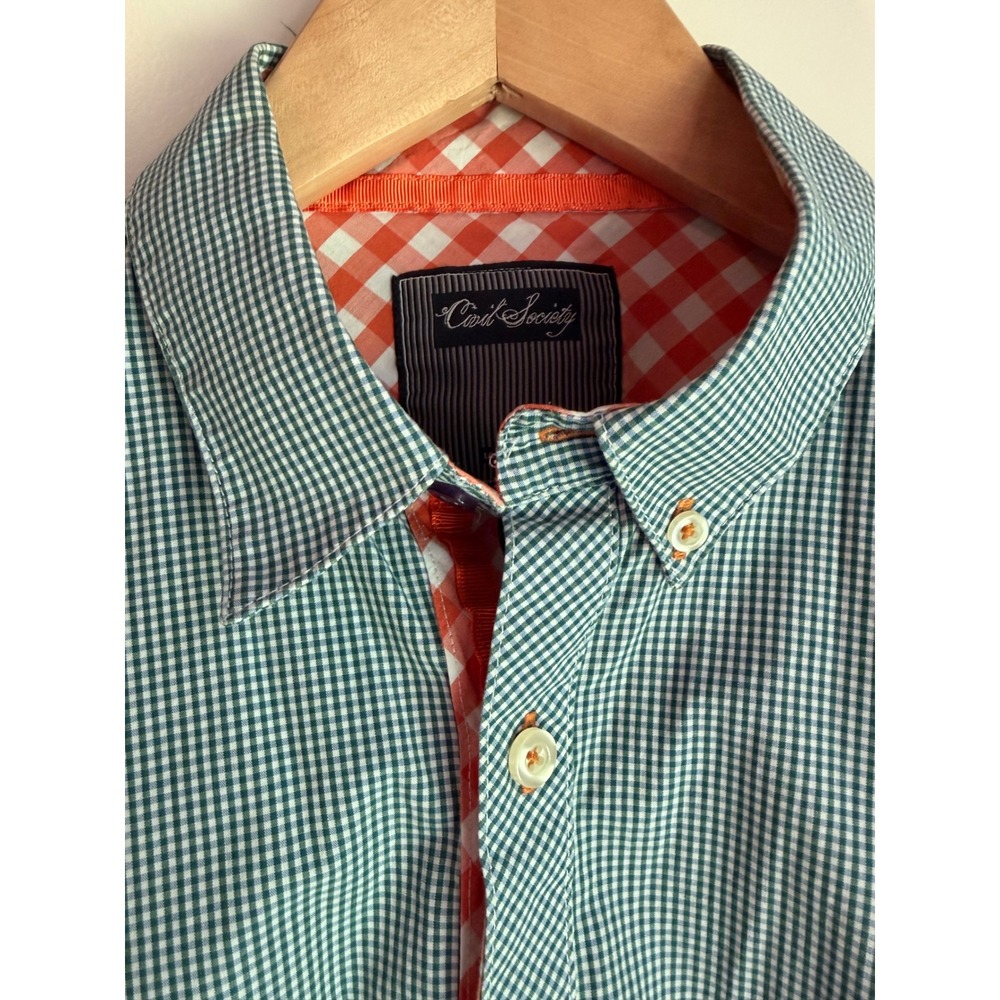 Civil Society Men's Gingham Button-Down Shirt Size Med w/ Ribbon Detail - Picture 1 of 7